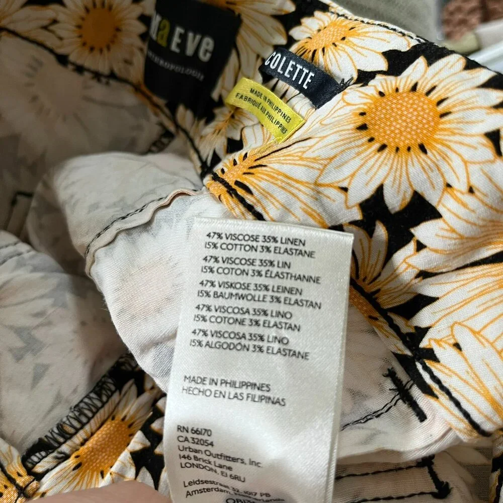 Anthropologie | Maeve Colette Cropped Wide Pants | Daisy Pattern | Size 30 - Picture 6 of 8